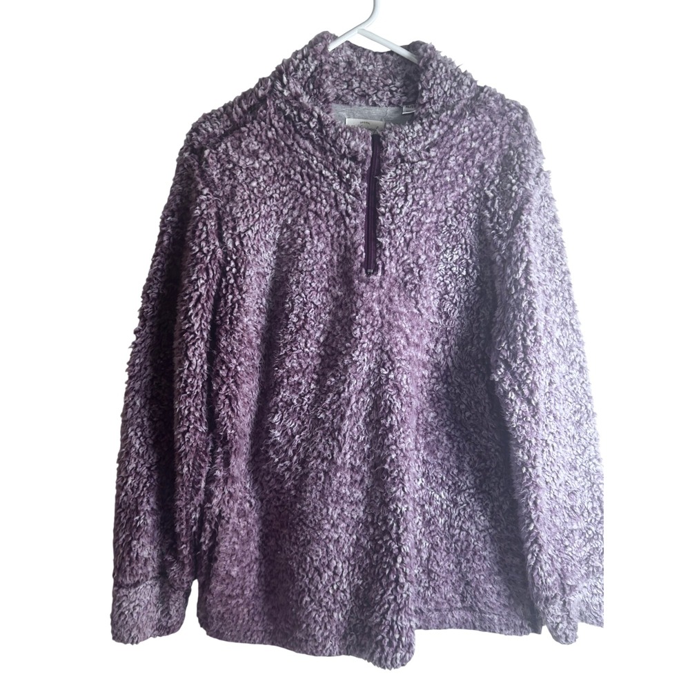 Weatherproof Vintage Sherpa Pullover XL Purple Quarter Zip Fleece Women